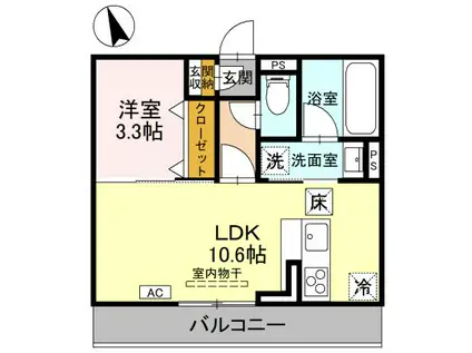 プレミアステイツH(1LDK/1階)の間取り写真