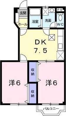 ブランドールアビテC(2DK/1階)の間取り写真