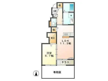 グレースA(1LDK/1階)の間取り写真