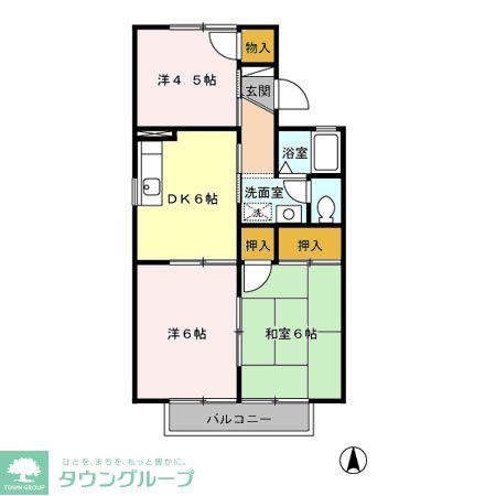 ヴィラモデルナA(3DK/2階)の間取り写真