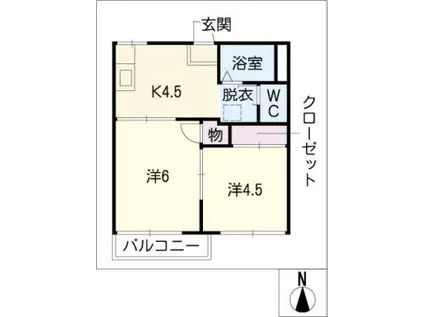 エリア88サウスWING(2K/2階)の間取り写真