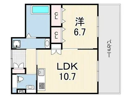 エイジングコート有馬(1LDK/6階)の間取り写真