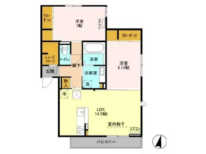 メゾンベール(2LDK/2階)の間取り写真