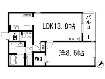 ラークヒルコート(1LDK/2階)の間取り写真