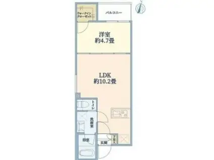 ウェルスクエア豊中本町(1LDK/2階)の間取り写真