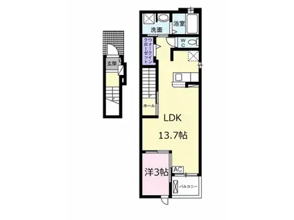 イリゼI(1LDK/2階)の間取り写真