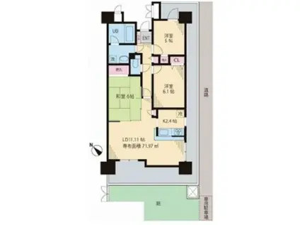 ライオンズガーデン町屋(3LDK/1階)の間取り写真