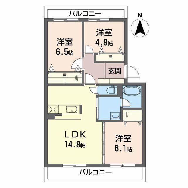 チエーロ石田(3LDK/3階)の間取り写真