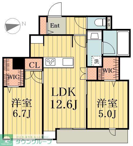 メゾンクレール谷在家(2LDK/2階)の間取り写真