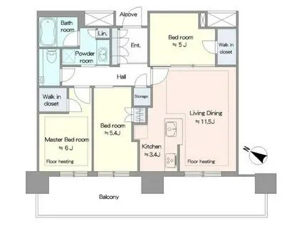 プラウドタワー目黒MARC(3LDK/26階)の間取り写真