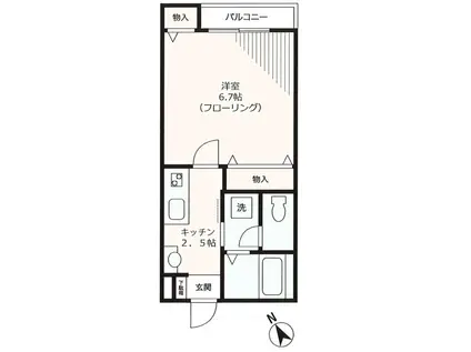 メゾン中島(1K/1階)の間取り写真