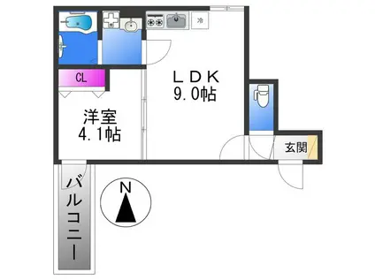 アンサー友井(1LDK/1階)の間取り写真
