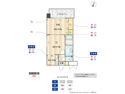 レジディア天神(1LDK/7階)の間取り写真