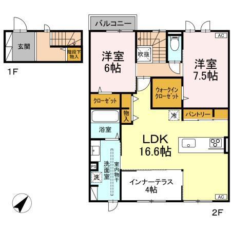 グランソラナ軽井沢(2LDK/2階)の間取り写真