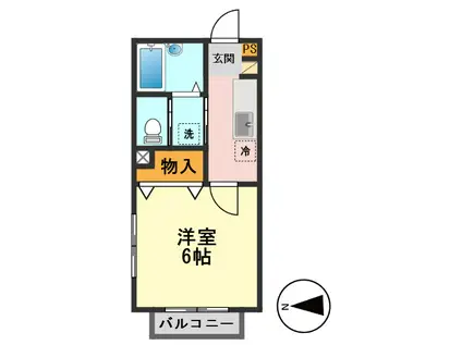 ハーヴェストIII(1K/2階)の間取り写真