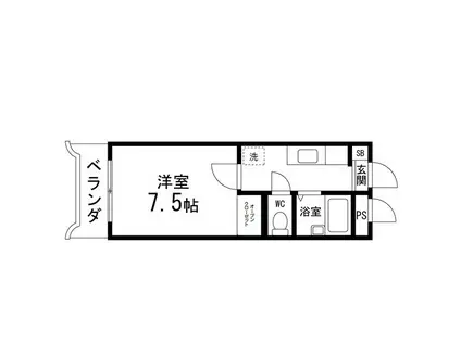 コーポしんし(1K/1階)の間取り写真