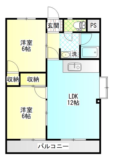 幸ハイツ(2LDK/3階)の間取り写真