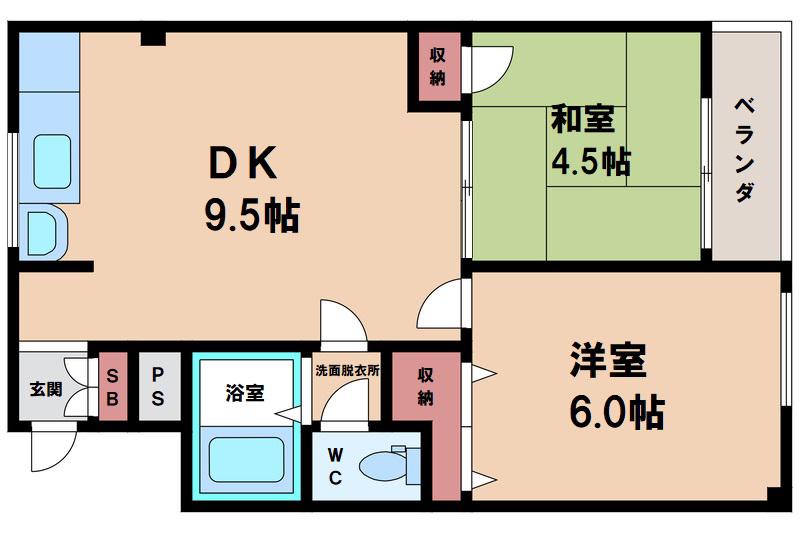 ベアー・コーポ(2LDK/3階)の間取り写真