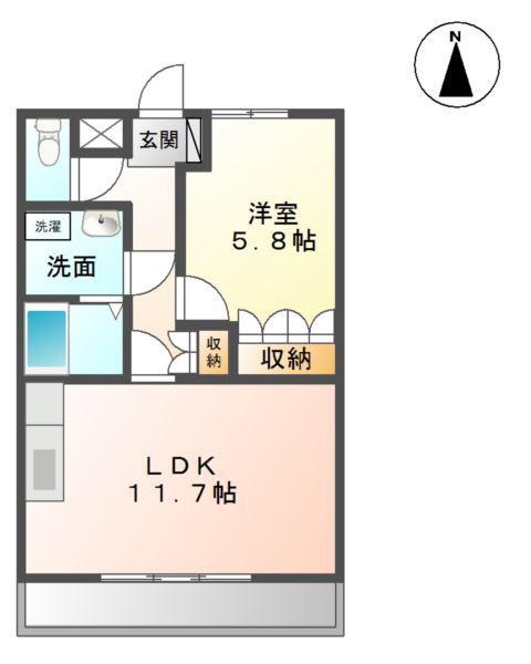 ステディア(1LDK/2階)の間取り写真
