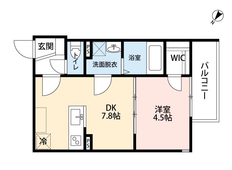 MIRAISM旭(1DK/2階)の間取り写真