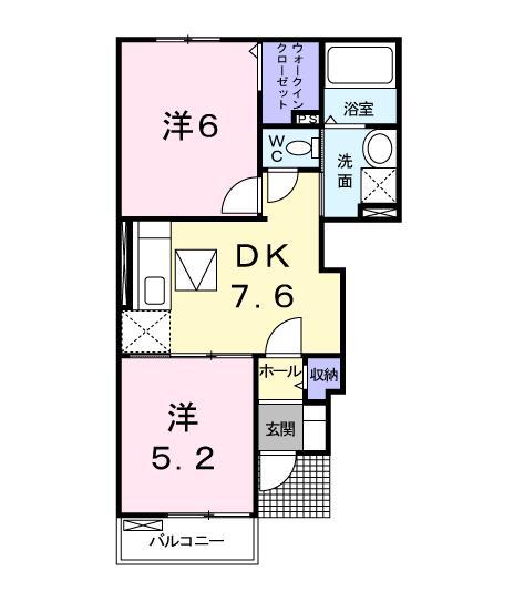 カーサ モレラ(2DK/1階)の間取り写真