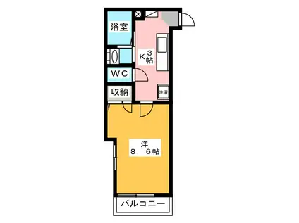 セレルミエール湘南(1K/3階)の間取り写真