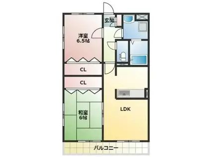 とくしげヒルII(2LDK/2階)の間取り写真