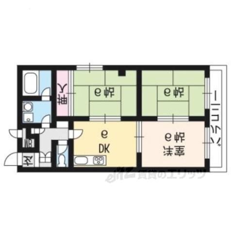 コンフォール北白川Ⅱ(3DK/3階)の間取り写真