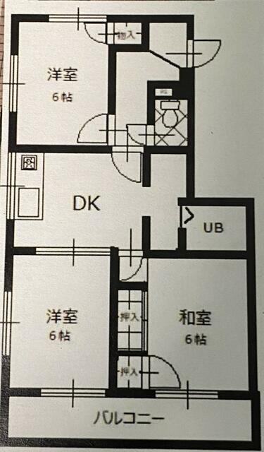 クレセントヤシロ(3DK/3階)の間取り写真