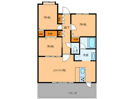 ヴァンデュール新倉敷駅前(3LDK/5階)の間取り写真