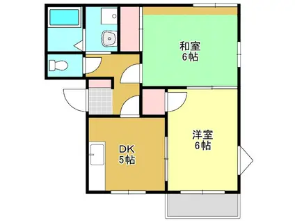 カーサベルデ(2DK/1階)の間取り写真