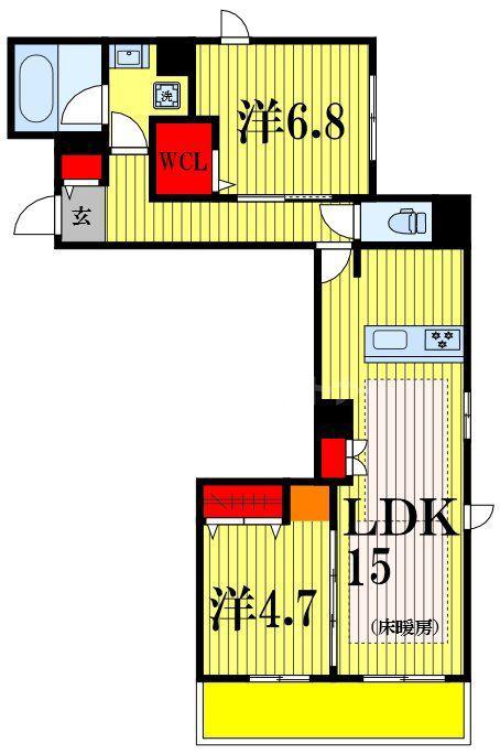 VICTOIRE 南流山(2LDK/5階)の間取り写真