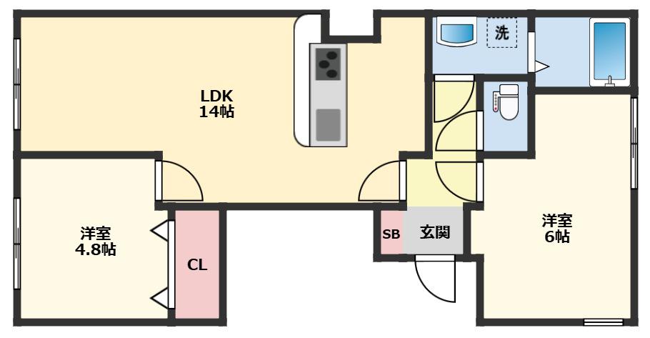 シティークレスト船橋(1LDK/1階)の間取り写真