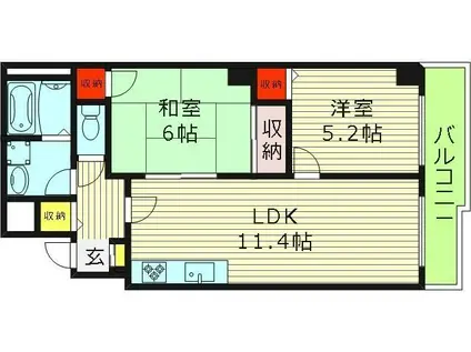ゴールドクレスト京橋(2LDK/4階)の間取り写真