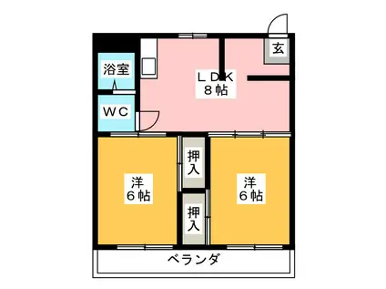 コーポ静岡(2DK/4階)の間取り写真