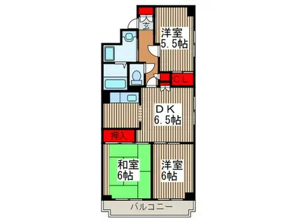 サンドミールさわらび(3DK/3階)の間取り写真