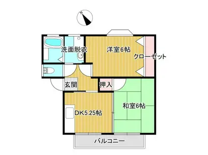 ドリームハイツD(2DK/2階)の間取り写真