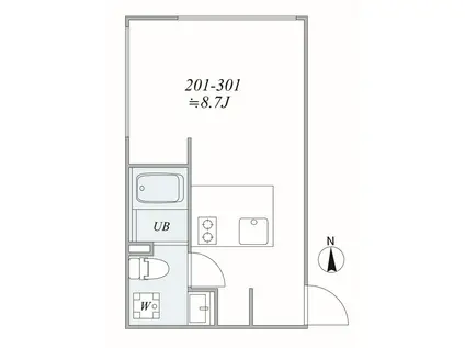 TRIAS292(1DK/2階)の間取り写真