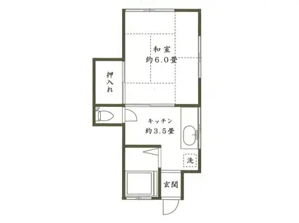 コーポミヤ(1K/1階)の間取り写真