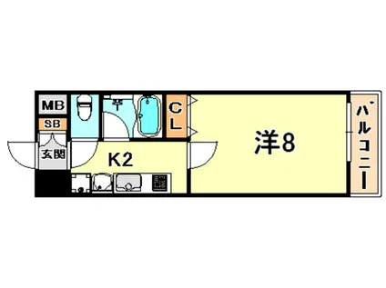 シャインビュー六甲(1K/4階)の間取り写真