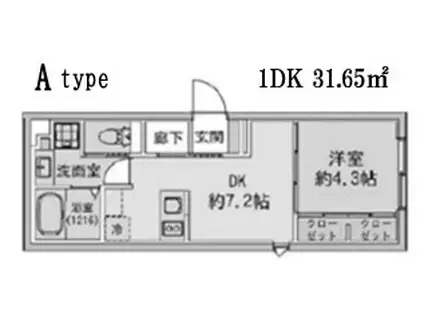FABRIC蒲田ウエスト RESIDENCE(1DK/2階)の間取り写真