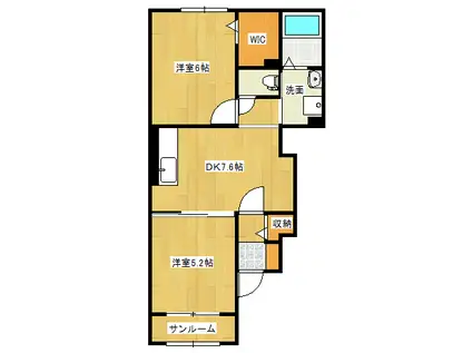 スローモーション(2DK/1階)の間取り写真