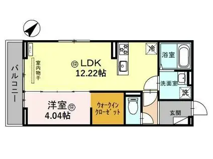 JR草津線 手原駅 徒歩13分 3階建 築2年(1LDK/1階)の間取り写真