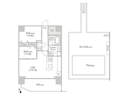 江東区冬木M(2LDK/10階)の間取り写真