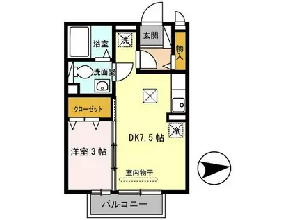 HEIGHTS PURE(1DK/1階)の間取り写真