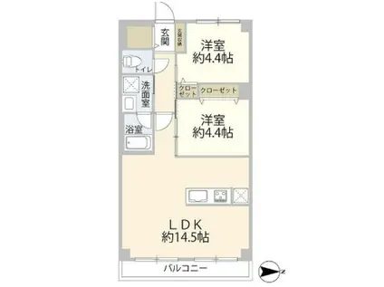 シャルマン東品川(2LDK/7階)の間取り写真