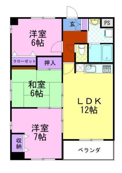 SEAGULL(3LDK/4階)の間取り写真