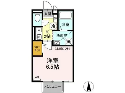 セジュール鶴山(1K/2階)の間取り写真