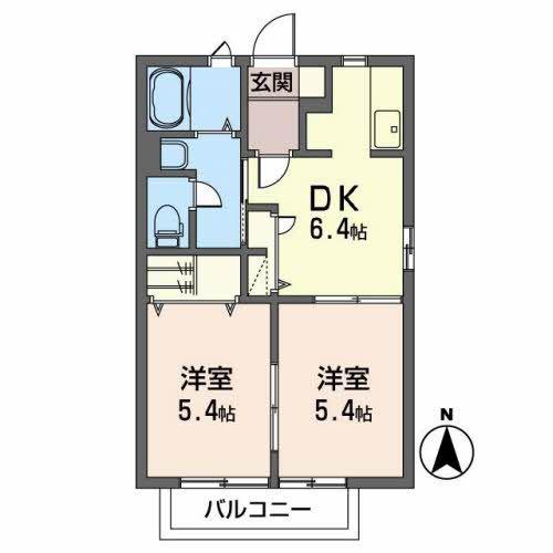 メゾンKII(2DK/2階)の間取り写真