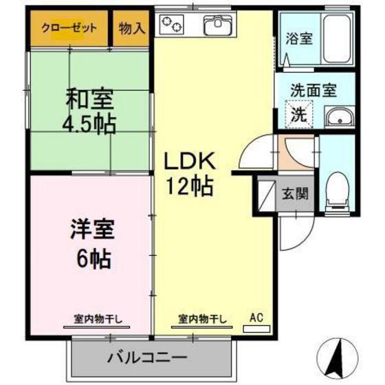クレインハイム(2LDK/2階)の間取り写真